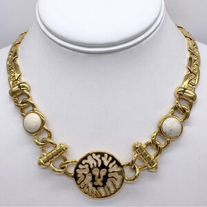 Anne Klein Vintage Gold Lion Head Necklace